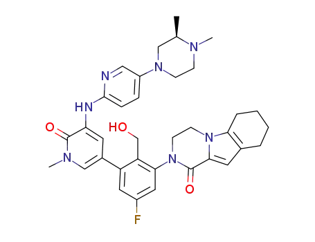 (R)-2-(3-(5-(5-(3,4-dimethylpiperazin-1-yl)pyridin-2-ylamino)-1-methyl-6-oxo-1,6-dihydropyridin-3-yl)-5-fluoro-2-(hydroxymethyl)-phenyl)-3,4,6,7,8,9-hexahydropyrazino[1,2-a]indol-1(2H)-one