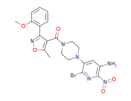 (4-(5-amino-2-bromo-6-nitropyridin-3-yl)piperazin-1-yl)(3-(2-methoxyphenyl)-5-methylisoxazol-4-yl)methanone