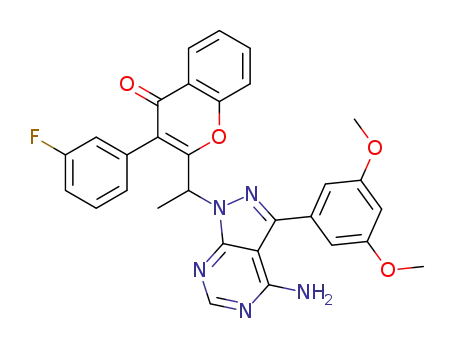 2-(1-(4-amino-3-(3,5-dimethoxyphenyl)-1H-pyrazolo[3,4-d]pyrimidin-1-yl)ethyl)-3-(3-fluorophenyl)-4H-chromen-4-one