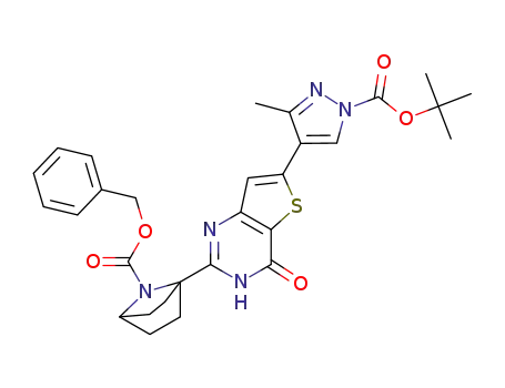 benzyl 1-{6-[1-(tert-butoxycarbonyl)-3-methyl-1H-pyrazol-4-yl]-4-oxo-3,4-dihydrothieno[3,2-d]pyrimidin-2-yl}-7-azabicyclo[2.2.1]heptane-7-carboxylate