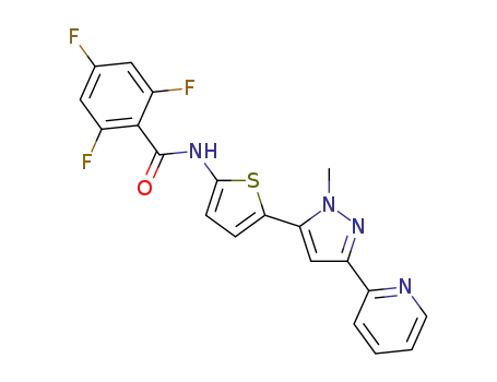 2,4,6-trifluoro-N-(5-(1-methyl-3-(pyridin-2-yl)-1H-pyrazol-5-yl)thiophen-2-yl)benzamide