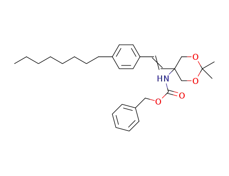 Molecular Structure of 1313876-84-4 ((E)-benzyl5-(4-octylstyryl)-2,2-diMethyl-1,3- dioxan-5-ylcarbaMate)