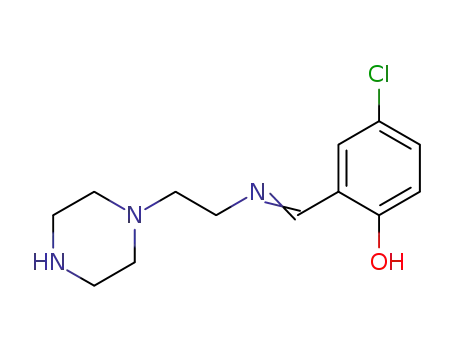 Molecular Structure of 1245707-53-2 (4-chloro-2-[(2-(piperazin-1-yl)ethylimino)methyl]phenol)