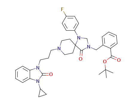 tert-butyl 2-((8-(3-(3-cyclopropyl-2-oxo-2,3-dihydro-1H-benzo[d]imidazol-1-yl)propyl)-1-(4-fluorophenyl)-4-oxo-1,3,8-triazaspiro[4.5]decan-3-yl)methyl)benzoate