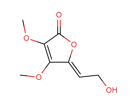 Molecular Structure of 62641-01-4 (2(5H)-Furanone, 5-(2-hydroxyethylidene)-3,4-dimethoxy-, (Z)-)