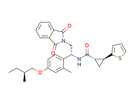 (1S,2S)-2-thiophen-2-yl-cyclopropanecarboxylic acid {(R)-2-(1,3-dioxo-1,3-dihydro-isoindol-2-yl)-1-[2-methyl-4-((S)-2-methyl-butoxy)phenyl]ethyl}amide
