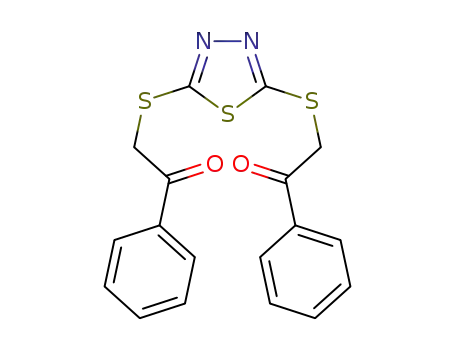 Molecular Structure of 105604-23-7 (2-({5-[(2-oxo-2-phenylethyl)sulfanyl]-1,3,4-thiadiazol-2-yl}sulfanyl)-1-phenyl-1-ethanone)