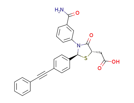2-((2S,5S)-3-(3-carbamoylphenyl)-4-oxo-2-(4-(phenylethynyl)phenyl)thiazolidin-5-yl)acetic acid