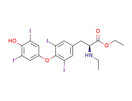 Molecular Structure of 1083039-06-8 (ethyl 2-(ethylamino)-3-[4-(4-hydroxy-3,5-diiodophenoxy)-3,5-diiodophenyl]propanoate)