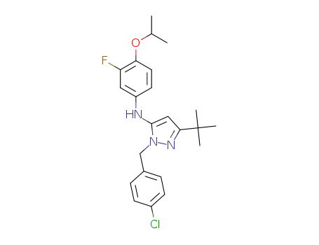 3-t-butyl-1-(4-chlorobenzyl)-5-(3-fluoro-4-isopropoxyphenylamino)pyrazole