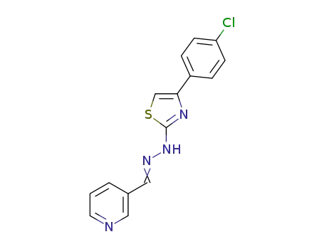 Molecular Structure of 328127-98-6 (1-(4-(4-chlorophenyl)thiazol-2-yl)-2-(pyridin-3-ylmethylene)hydrazine)