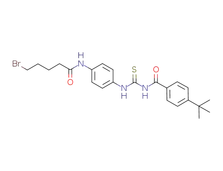 Molecular Structure of 1011301-28-2 (5-bromo-pentanoic acid {4-[3-(4-tert-butyl-benzoyl)-thioureido]-phenyl}-amide)
