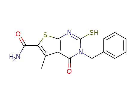 3-benzyl-5-methyl-4-oxo-2-sulfanyl-3,4-dihydrothieno[2,3-d]pyrimidine-6-carboxamide