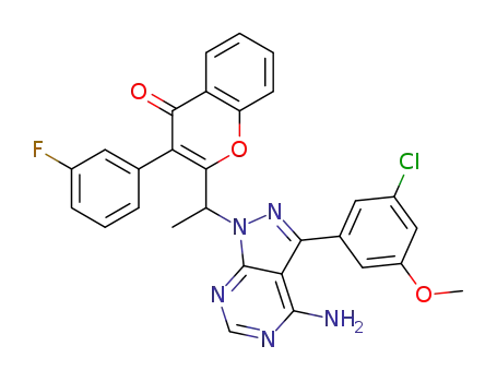 2-(1-(4-amino-3-(3-chloro-5-methoxyphenyl)-1H-pyrazolo[3,4-d]pyrimidin-1-yl)ethyl)-3-(3-fluorophenyl)-4H-chromen-4-one