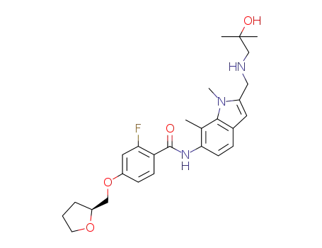 2-fluoro-N-(2-{[(2-hydroxy-2-methylpropyl)amino]methyl}-1,7-dimethyl-1H-indol-6-yl)-4-[(2S)-tetrahydrofuran-2-ylmethoxy]benzamide