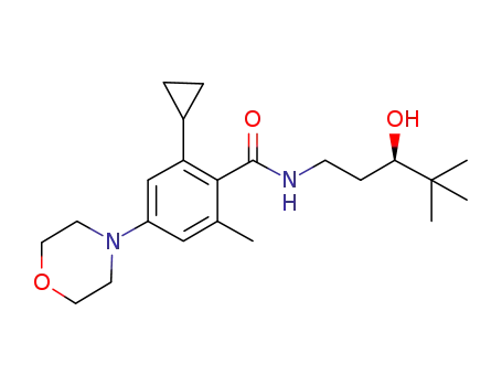 2-cyclopropyl-N-[(3R)-3-hydroxy-4,4-dimethyl-pentyl]-6-methyl-4-morpholin-4-yl-benzamide