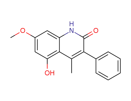 Molecular Structure of 1392191-15-9 (5-hydroxy-7-methoxy-4-methyl-3-phenylquinolin-2(1H)-one)