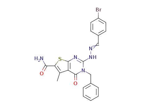 3-benzyl-2-[4-bromobenzylidenehydrazino]-5-methyl-4-oxo-3,4-dihydrothieno[2,3-d]pyrimidine-6-carboxamide