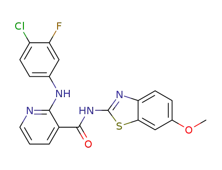 N<sub>3</sub>-[6-(methyloxy)-1,3-benzothiazol-2-yl]-2-[(4-chloro-3-fluorophenyl)amino]-3-pyridinecarboxamide