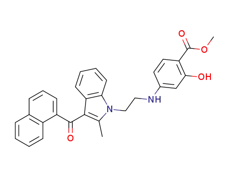2-Hydroxy-4-{2-[2-methyl-3-(naphthalene-1-carbonyl)-indol-1-yl]-ethylamino}-benzoic acid methyl ester