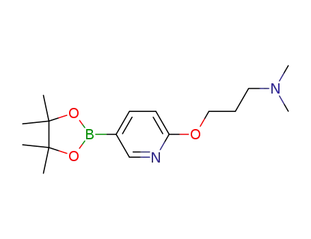 Molecular Structure of 918643-56-8 (Dimethyl-{3-[5-(4,4,5,5-tetramethyl-[1,3,2]dioxaborolan-2-yl)-pyridin-2-yloxy]-propyl}-amine)