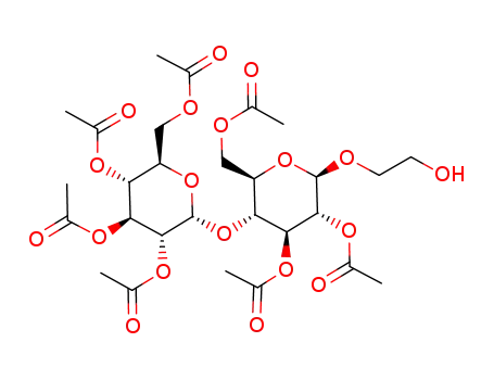 Molecular Structure of 162582-03-8 (2-hydroxyethyl-2,3,6-tri-O-acetyl-4-O-(2,3,4,6-tetra-O-acetyl-α-D-glucopyranosyl)-β-D-glucopyranoside)