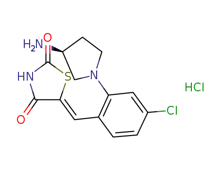 Molecular Structure of 1204035-59-5 ((S,Z)-5-(2-(3-aminopyrrolidin-1-yl)-4-chlorobenzylidene)thiazolidine-2,4-dione hydrochloride)