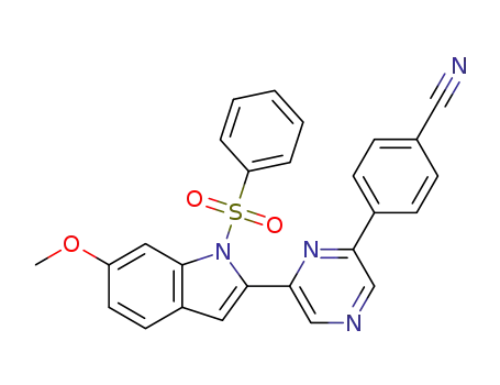 4-[6-(1-benzenesulfonyl-6-methoxy-1H-indol-2-yl)-pyrazin-2-yl]-benzonitrile