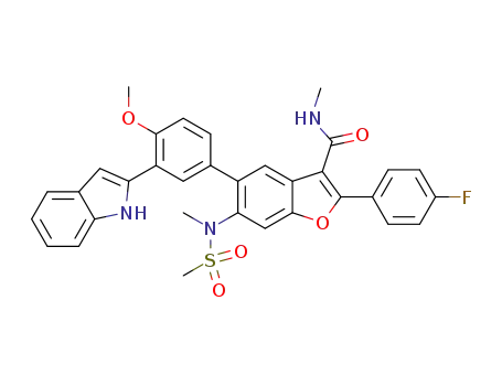 5-(3-(1H-indol-2-yl)-4-methoxyphenyl)-2-(4-fluorophenyl)-N-methyl-6-(N-methylmethylsulfonamido)benzofuran-3-carboxamide