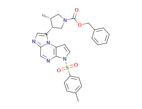 Molecular Structure of 1428243-42-8 ((3S,4R)-benzyl 3-methyl-4-(3-tosyl-3H-imidazo[1,2-a]pyrrolo[2,3-e]pyrazin-8-yl)pyrrolidine-1-carboxylate)