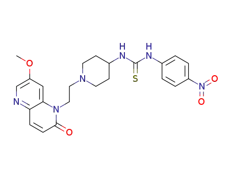 Molecular Structure of 1623153-69-4 (1-(1-(2-(7-methoxy-2-oxo-1,5-naphthyridin-1(2H)-yl)ethyl)piperidin-4-yl)-3-(4-nitrophenyl)thiourea)