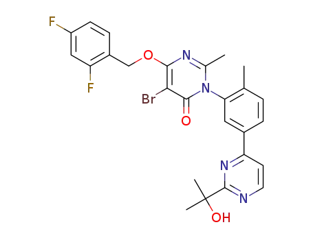 5-bromo-6-((2,4-difluorobenzyl)oxy)-3-(5-(2-(2-hydroxypropan-2-yl)pyrimidin-4-yl)-2-methylphenyl)-2-methylpyrimidin-4(3H)-one