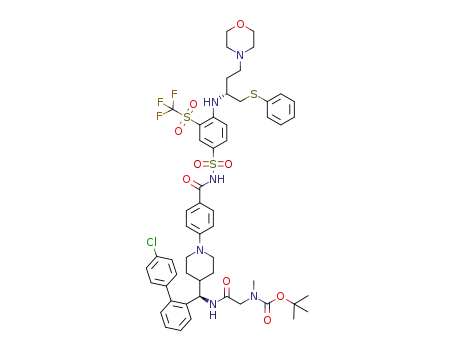 tert-butyl 2-((R)-(4'-chlorobiphenyl-2-yl)(1-(4-(4-((R)-4-morpholino-1-(phenylthio)butan-2-ylamino)-3-(trifluoromethylsulfonyl)phenylsulfonylcarbamoyl)phenyl)piperidin-4-yl)methylamino)-2-oxoethyl(methyl)carbamate