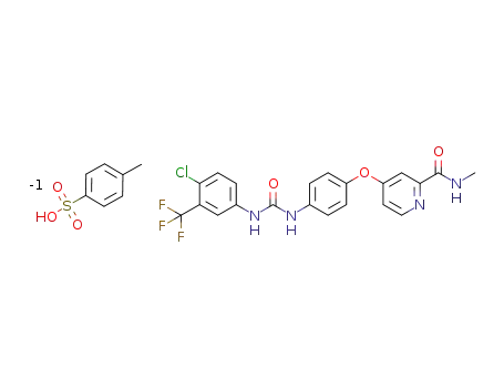 Molecular Structure of 2056030-06-7 (N-[4-chloro-3-(trifluoromethyl)phenyl]-N′-[4-[2-(N-methylcarbamoyl)-4-pyridyloxy]phenyl]urea p-toluenesulfonate)