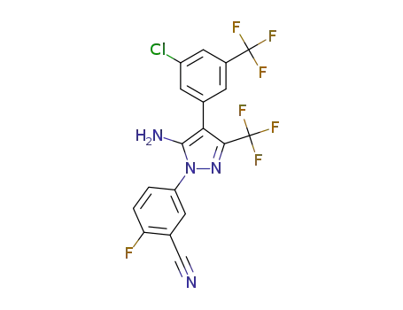 Molecular Structure of 1208348-78-0 (5-[5-amino-4-(3-chloro-5-trifluoromethylphenyl)-3-trifluoromethylpyrazol-1-yl]-2-fluorobenzonitrile)