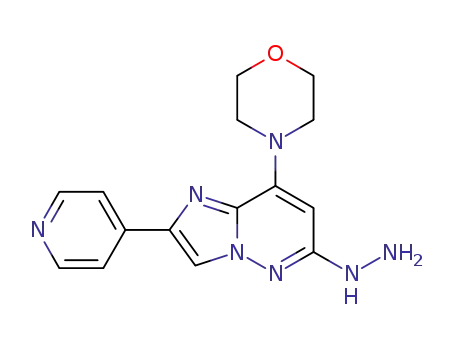 Molecular Structure of 1313014-23-1 ((8-morpholin-4-yl-2-pyridin-4-yl-imidazo[1,2-b]pyridazin-6-yl)-hydrazine)