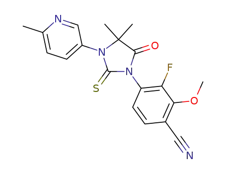 Molecular Structure of 1272719-08-0 (4-[4,4-dimethyl-3-(6-methyl-pyridin-3-yl)-5-oxo-2-thioxo-imidazolidin-1-yl]-3-fluoro-2-methoxy-benzonitrile)