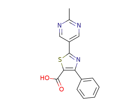 Molecular Structure of 1610354-67-0 (2-(2-methylpyrimidin-5-yl)-4-phenylthiazole-5-carboxylic acid)