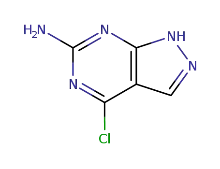 Molecular Structure of 100644-65-3 (4-CHLORO-1H-PYRAZOLO[3,4-D]PYRIMIDIN-6-AMINE)