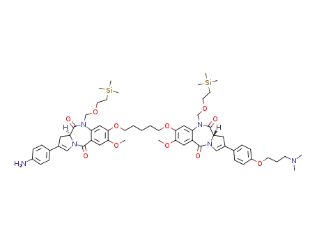 (S)-2-(4-aminophenyl)-8-((5-(((S)-2-(4-(3-(dimethylamino)propoxy)phenyl)-7-methoxy-5,11-dioxo-10-((2-(trimethylsilyl)ethoxy)methyl)-5,10,11,11a-tetrahydro-1H-benzo[e]pyrrolo[1,2-a][1,4]diazepin-8-yl)oxy)pentyl)oxy)-7-methoxy-10-((2-(trimethylsilyl)ethoxy)methyl)-1H-benzo[e]pyrrolo[1,2-a][1,4]diazepine-5,11(10H,11aH)-dione