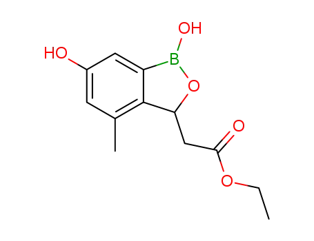 Molecular Structure of 1265355-07-4 (ethyl 2-(1,6-dihydroxy-4-Methyl-1,3-dihydrobenzo[c][1,2]oxaborol-3-yl)acetate)