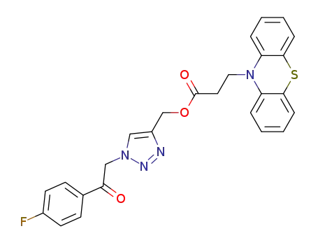 Molecular Structure of 1390635-88-7 ({1-[2-(4-fluorophenyl)-2-oxoethyl]-1H-1,2,3-triazol-4-yl}methyl 3-(10H-phenothiazin-10-yl)propanoate)