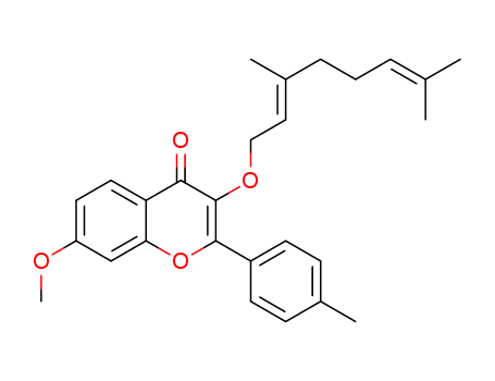 Molecular Structure of 1622397-61-8 ((E)-3-(3,7-dimethylocta-2,6-dienyloxy)-7-methoxy-2-p-tolyl-4H-chromen-4-one)