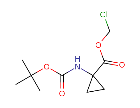 Molecular Structure of 1581704-70-2 (1-[[(1,1-dimethylethoxy)carbonyl]amino]cyclopropanecarboxylic acid chloromethyl ester)