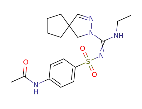 Molecular Structure of 1316755-27-7 (N-(4-{[(2,3-diaza-spiro[4.4]non-3-en-2-yl)-ethylamino-methylene]-sulfamoyl}-phenyl)-acetamide)