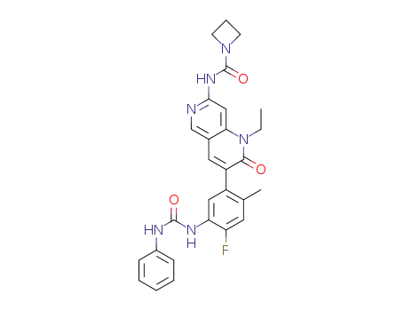 N-(1-ethyl-3-(4-fluoro-2-methyl-5-(3-phenylureido)phenyl)-2-oxo-1,2-dihydro-1,6-naphthyridin-7-yl)azetidine-1-carboxamide