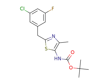 Molecular Structure of 1318757-72-0 (tert-butyl [2-(3-chloro-5-fluorobenzyl)-4-methyl-1,3-thiazol-5-yl]carbamate)