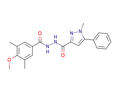 Molecular Structure of 1350825-70-5 (N'-(4-methoxy-3,5-dimethylbenzoyl)-1-methyl-5-phenyl-1H-pyrazole-3-carbohydrazide)