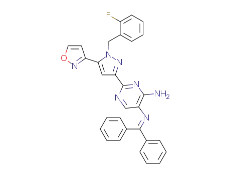 N<sub>5</sub>-(diphenylmethylene)-2-(1-(2-fluorobenzyl)-5-(isoxazol-3-yl)-1H-pyrazol-3-yl)pyrimidine-4,5-diamine