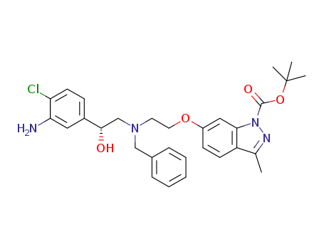 Molecular Structure of 1221179-42-5 ((R)-tert-butyl 6-(2-((2-(3-amino-4-chlorophenyl)-2-hydroxyethyl)(benzyl)amino)ethoxy)-3-methylindazole-1-carboxylate)